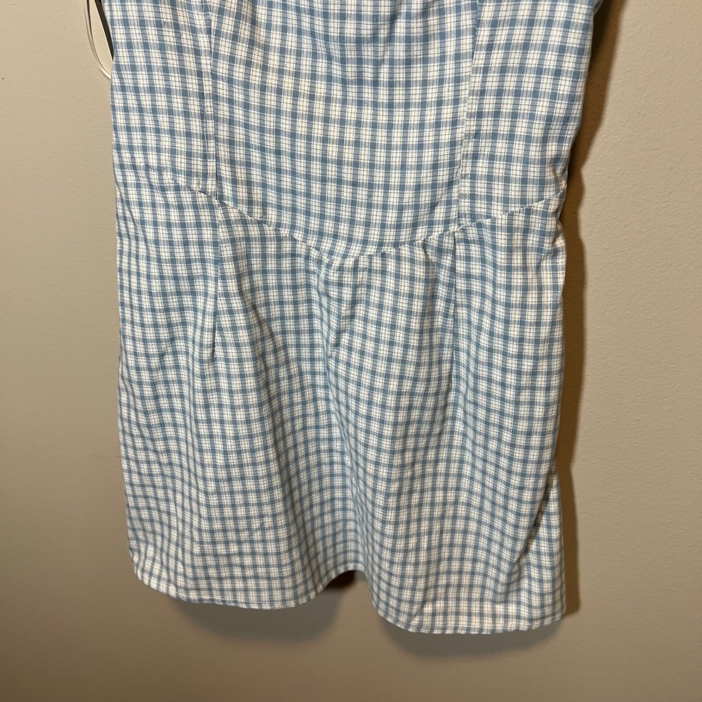 PacSun Your Favorite Blue Gingham Lace Trim Mini Dress Milkmaid Cottagecore S - Picture 3 of 12